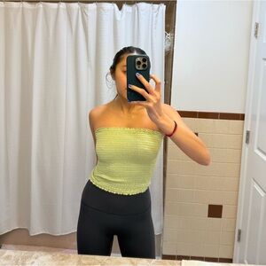 green smocked tube top